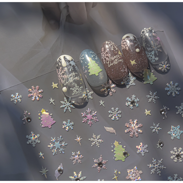 Gonail  토모니 겨울 눈꽃 트리 크리스마스 스티커 8종 택1 셀프네일