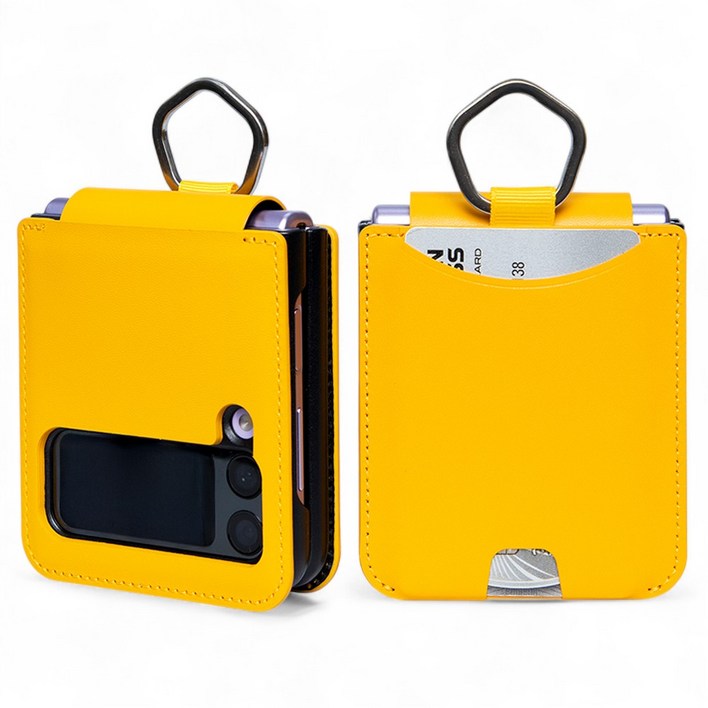 폰누리 갤럭시 Z플립 링 힌지보호 가죽 카드 휴대폰 케이스