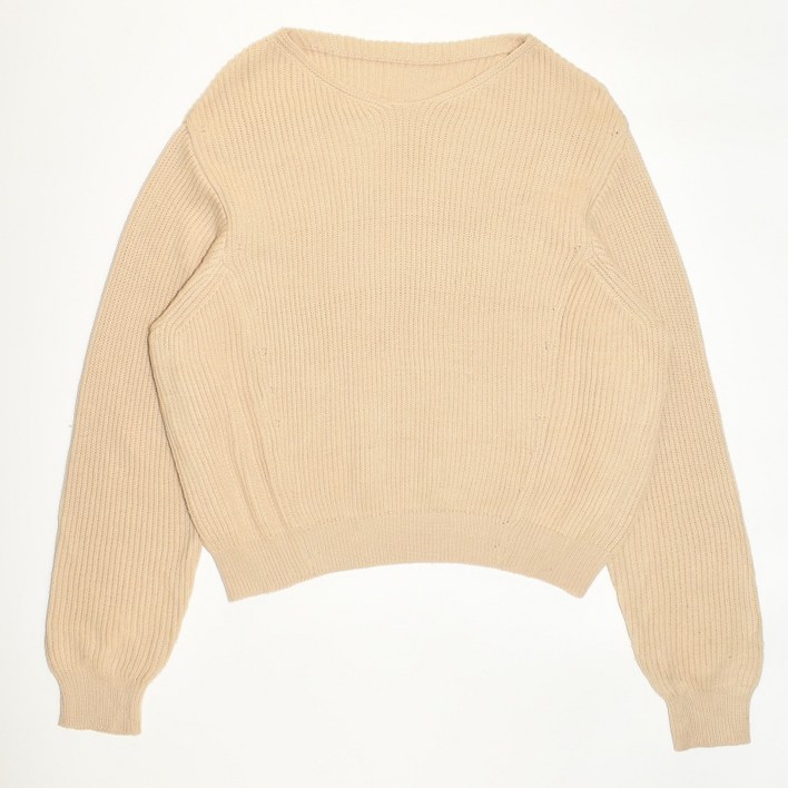 보웬BOWEN 베이지 면 브이넥 루즈핏 니트티셔츠 F 여성 WN4037 빈티지테크