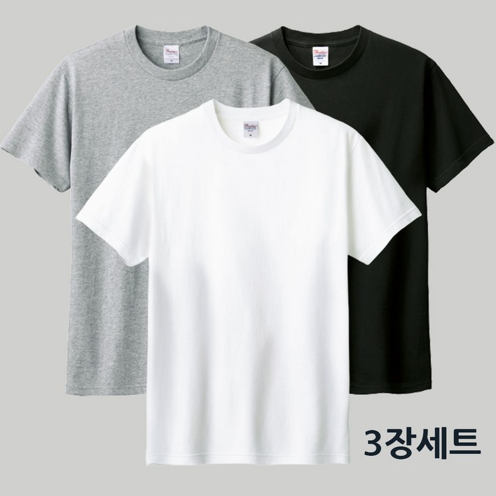 완티 111 남녀공용 17수 라운드 반팔 면티 3장