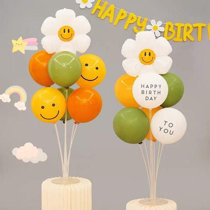 생일 파티 데이지 스텐드 풍선 세트 2set  서비스 풍선 1set