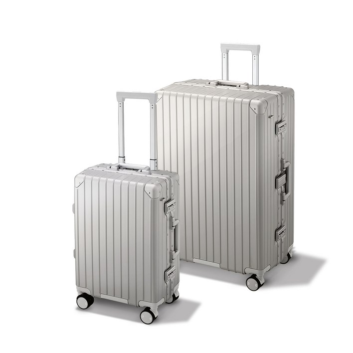 인포트 노블 캐리어 2종 세트 20인치 기내용 28인치 여행용 하드 케이스 메탈 실버