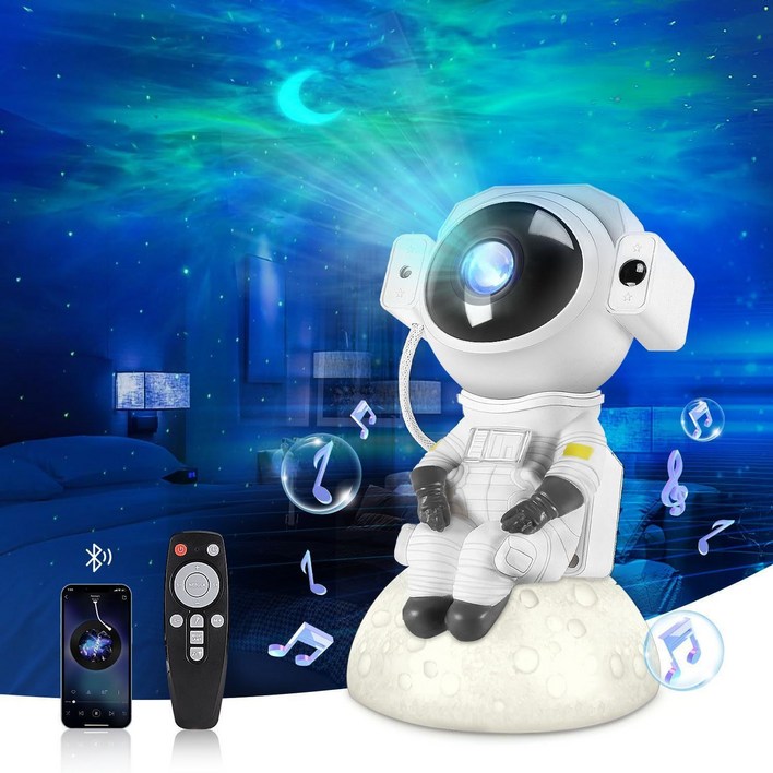 스마트 USB 360 조절 가능한 음악 우주 비행사 로봇 가정 동반자 신기한 성운 야간 조명, 달 성운