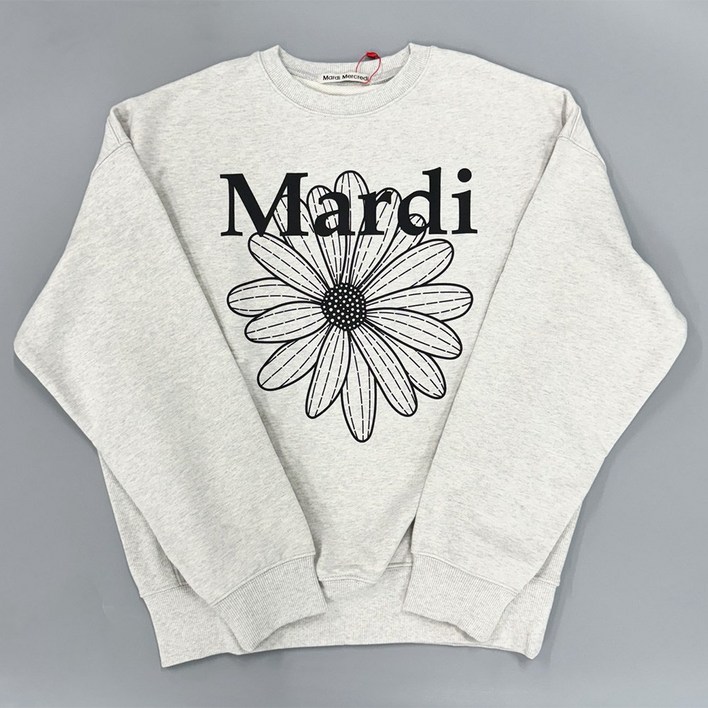 국내매장판 마르디 메크르디 플라워 마르디 블라썸 맨투맨 오트밀블랙 OATMEAL BLACK