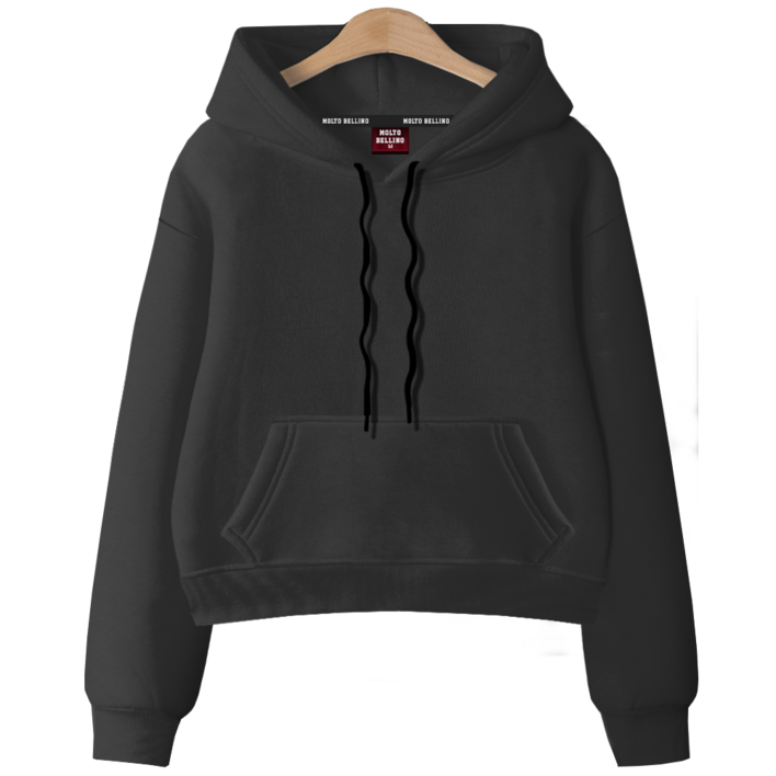 ANSANGSA 따뜻한 기모 무지 여성 semi크롭 루즈핏 후드 티셔츠