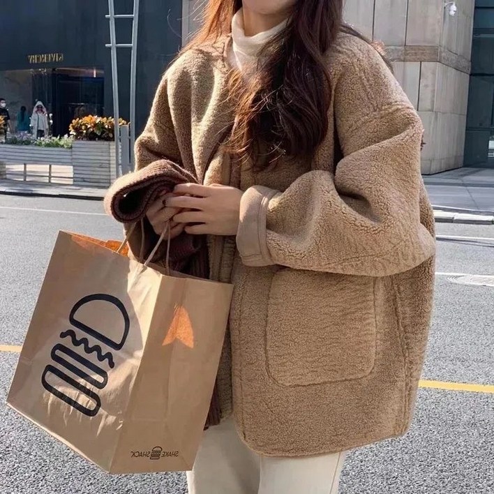 루스리더 여성 캐시미어 베이직 라운드넥 루즈핏 자켓 M921