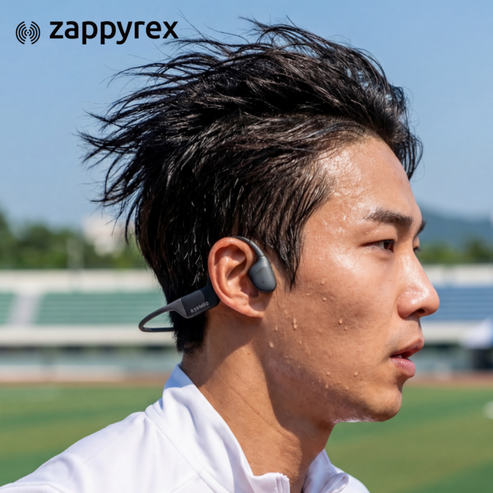 재피렉스 블루투스 골전도 무선 이어폰 수영 자전거 러닝 스포츠 운동용 오픈형 방수, 블랙 그레이, ZR-R1