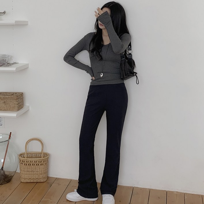 앤샵 여성용 롱 숏 기장선택 슬림 부츠컷 슬랙스 밴딩 팬츠 키작녀 키큰녀  카시아