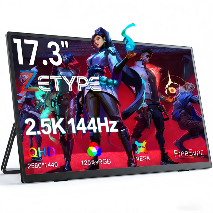 제타입 17.3인치 HDR 게임용 포터블 모니터 DEX 초슬림 휴대용 모니터 매트 스크린 캠핑용, 2.5K, 43.94cm
