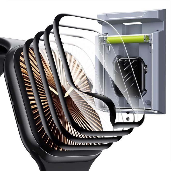 WSKEN 애플워치10/11 풀커버 TPU 액정보호필름 간편한 자동부착, 4개