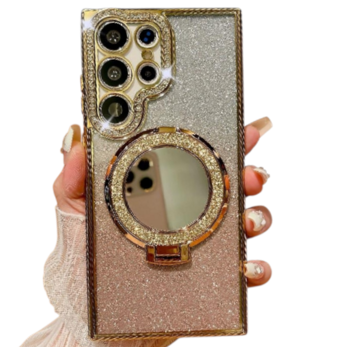 럭스폰 갤럭시 그라데이션 히든 브래킷 미러 케이스  글리터 필름 증정