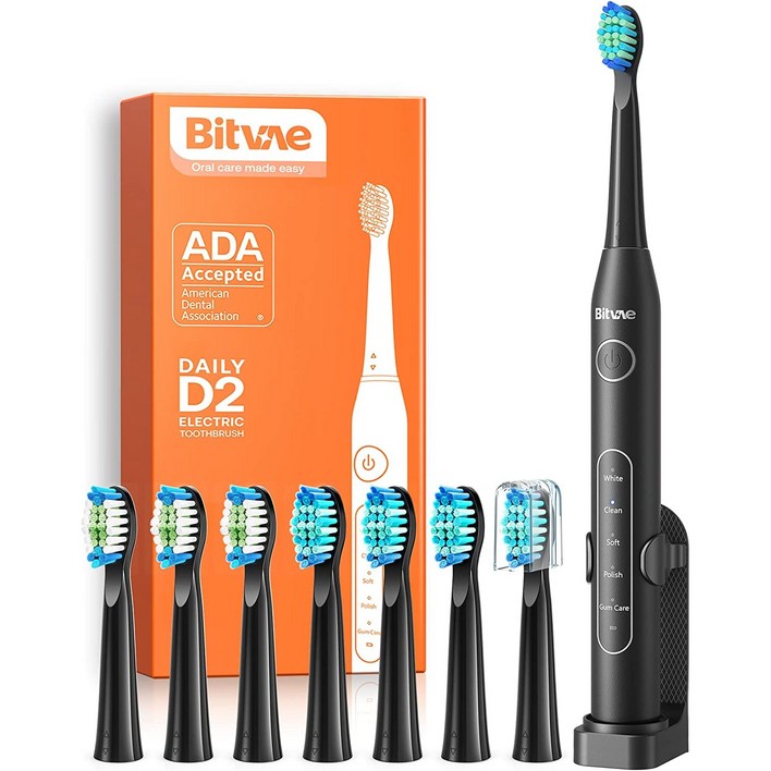 비트베이 D2 음파 전동칫솔 진동칫솔 스마트가압센서 칫솔모8개 Bitvae Amazon베스트, 8개