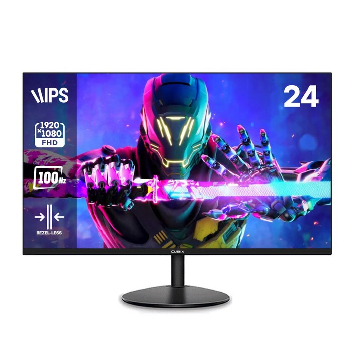 큐빅스 24인치 컴퓨터 모니터 FHD 100HZ 내장스피커 탑재 게이밍 사무용 CX-240F100 무결점
