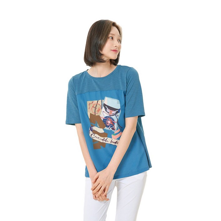 크로커다일레이디 인견 불가리 소재 원포인트 라운드 티셔츠CLDMTS502 크로커다일레이디 인견 불가리 소재 원포인트 라운드 티셔츠CLDMTS502
