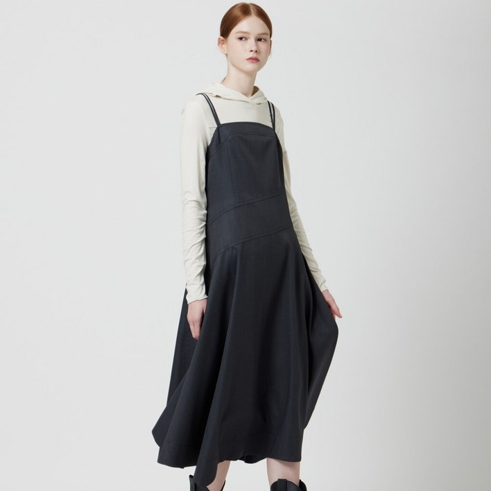 [AK플라자] [씨씨콜렉트] 백 스모킹 슬리브리스 원피스_C253MSE001