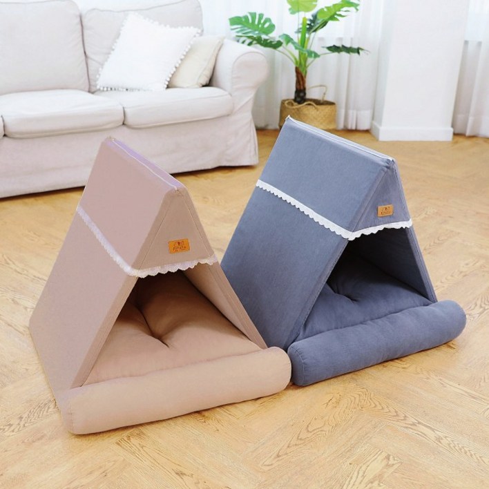 리토토 강아지 하우스 프리미엄 원단 반려동물 집, 2.차콜그레이  방석포함, 1세트