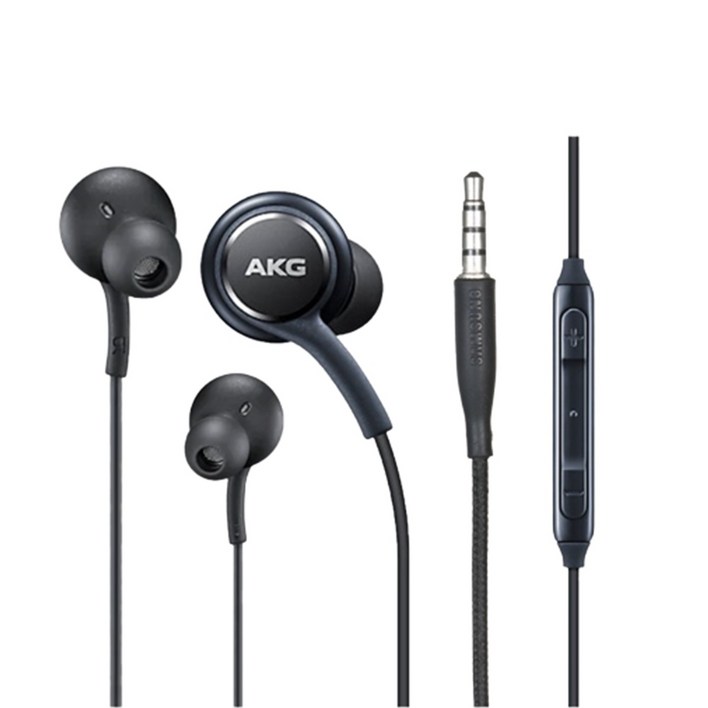 삼성 정품 AKG 유선이어폰 3.5파이 스마트폰 S10 S9 S8 노트9 노트8 갤럭시 화이트/블랙, 블랙