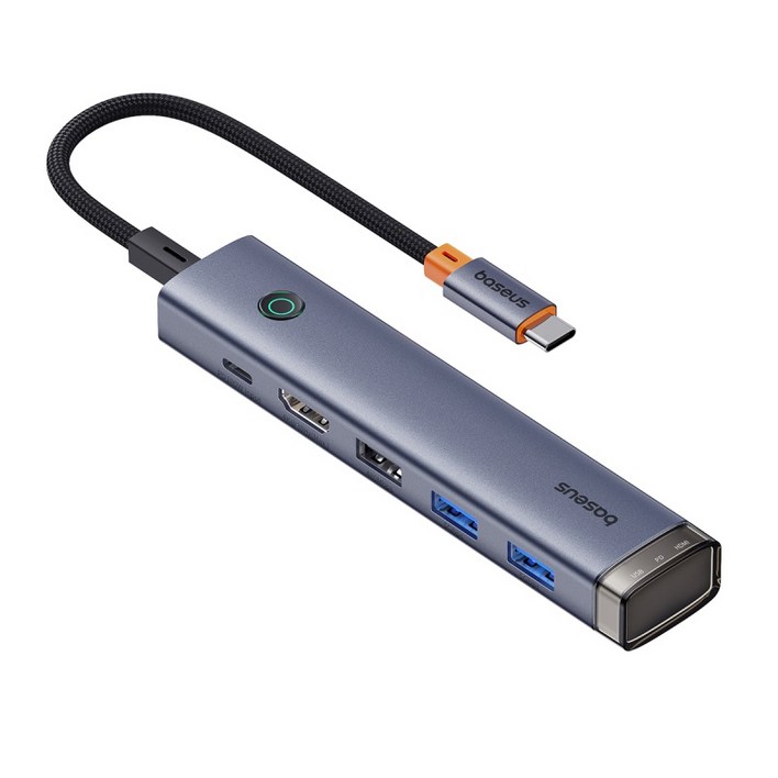 베이스어스 UltraJoy 시리즈 6포트 허브 HDMI USBC PD100W 화면 잠금 버튼, 1, 그레이 1개