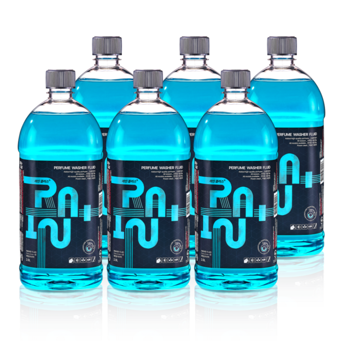 [주7일발송] 레인플러스 퍼퓸 워셔액 프리미엄 사계절 에탄올, 2L, 6개