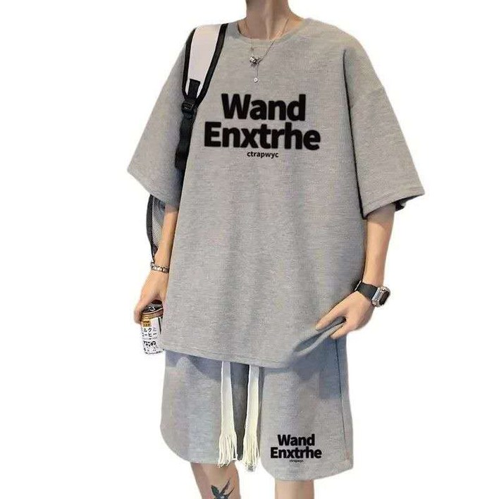 루미빈 남성 루즈핏 빅사이즈 레이어드 스타일 운동세트 반팔 반바지