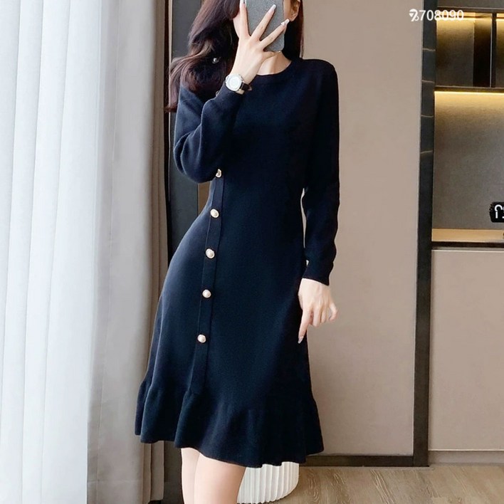 708090 여성 원피스 슬림핏 라운드넥 머메이드 미니원피스