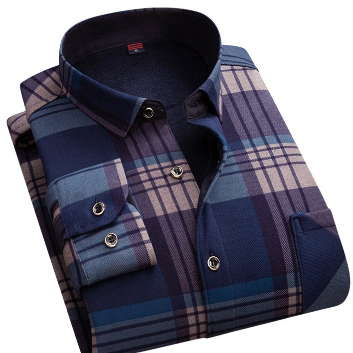 로로비 남성 기모 셔츠 겨울 체크 남방 티셔츠 RB0100