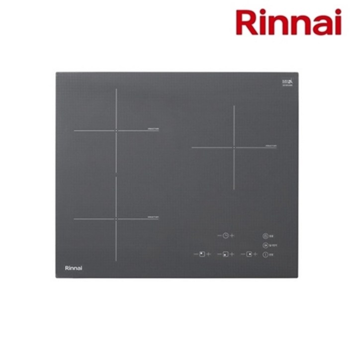 린나이 빌트인 그레이 컬러 3구 인덕션 전기레인지 RBI-G3000N 신제품 (타공사이즈 560x430/480 공용)