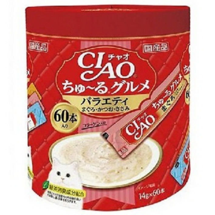 이나바 챠오츄르 짜먹는 고양이 간식, 혼합맛가다랑어닭참치, 840g, 4개