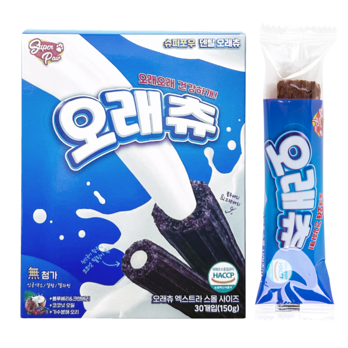 슈퍼포우 오래츄 강아지 덴탈껌, 혼합맛(블루베리/크랜베리), 150g, 1개