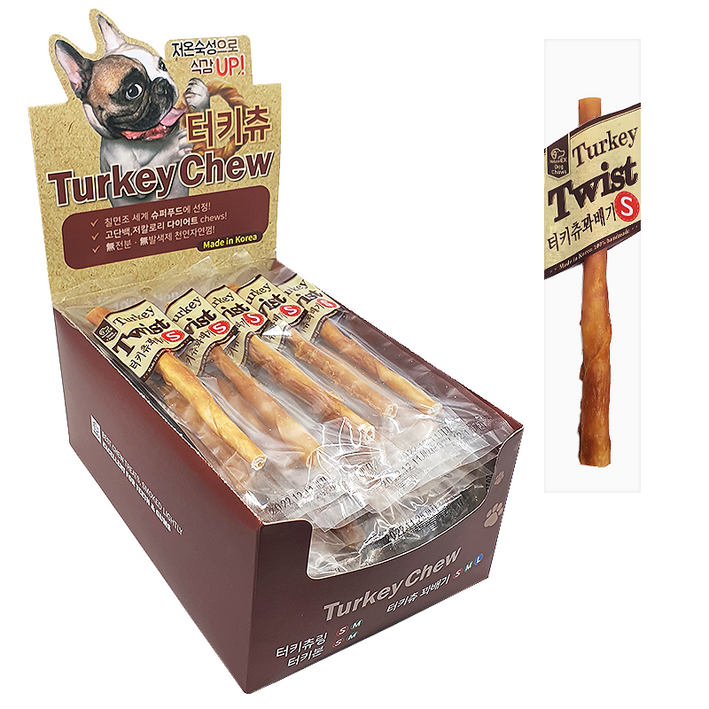 네츄럴이엑스 강아지 터키츄 꽈배기 간식 S