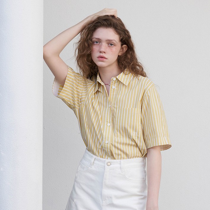 올리브데올리브 여성용 여유핏 턴업 소매 셔츠