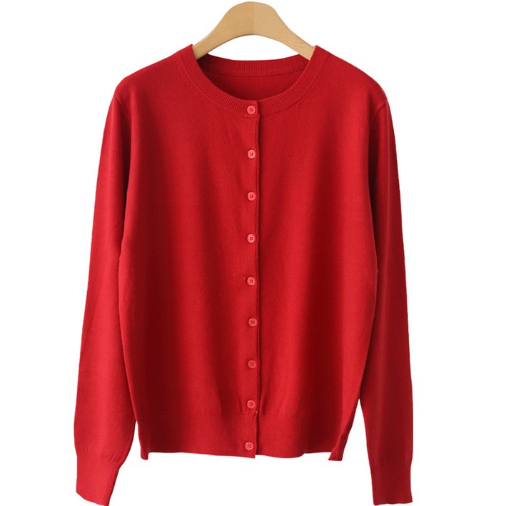 제니트 여성용 오븐소프트 기본핏 라운드넥 데일리룩 긴팔 니트 가디건 g1279