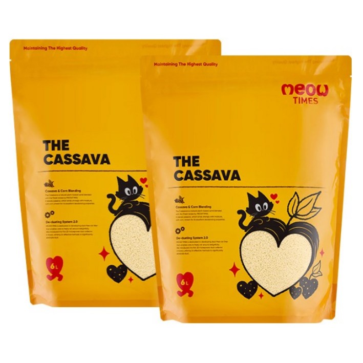 미우타임즈 더 카사바 고양이모래, 6L, 2개, 무향