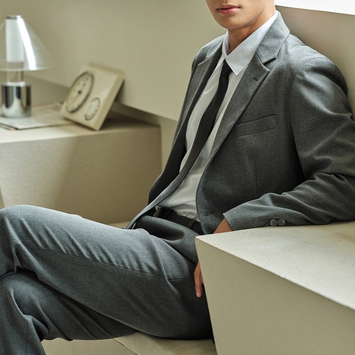 남성용 스탠다드 핏 수트 자켓  긴바지 세트