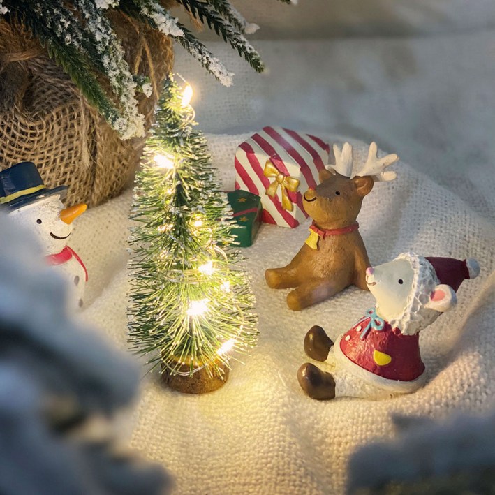 이플린 크리스마스 미니트리 + 도자기인형 세트 + LED 전구 2322108029