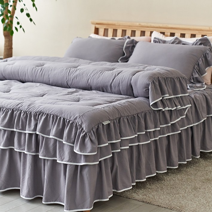 류금숙 라인 프릴 차렵침구 숏+롱 풀세트