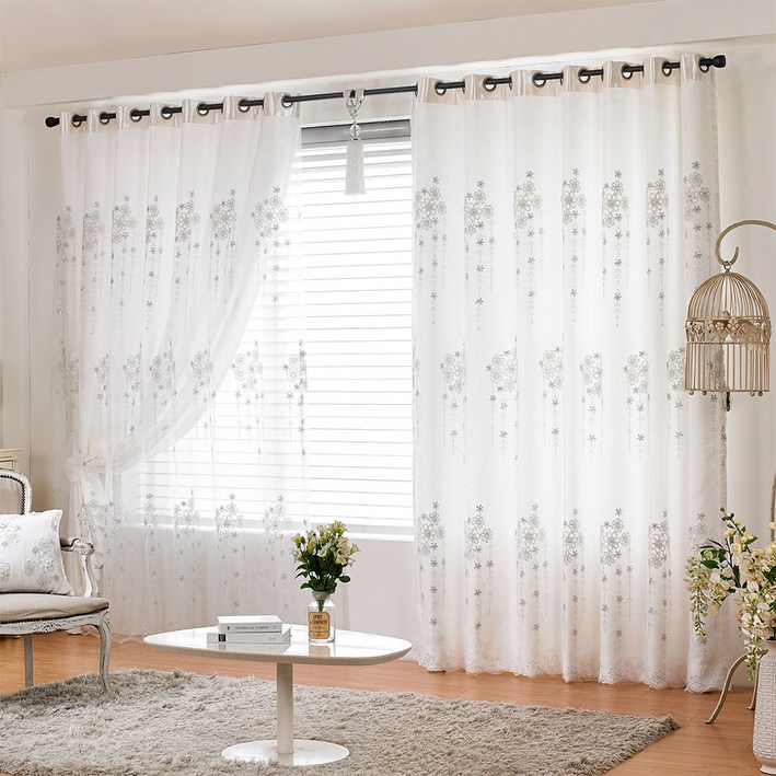 지나송 이오스 아일렛 이중암막커튼  봉 세트 방문설치