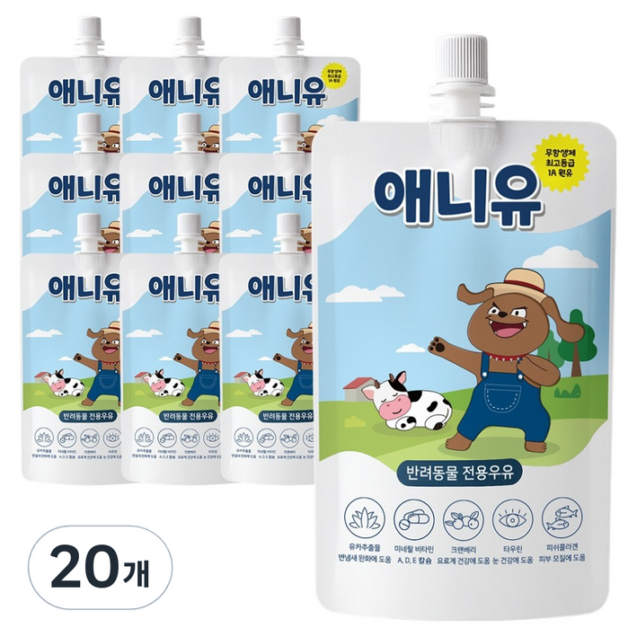 애니먼 반려동물 애니유 펫밀크, 무항생제, 180ml, 20개
