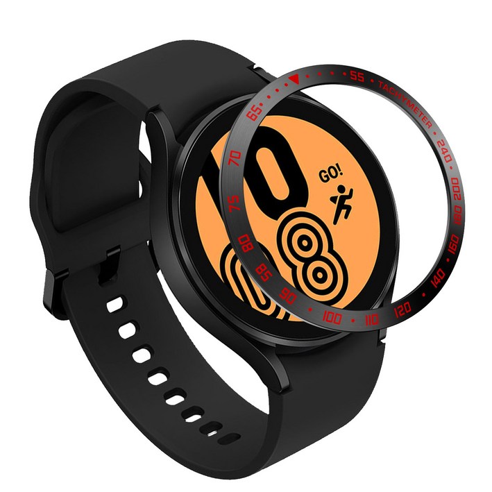 루아러블 갤럭시 워치5워치4워치4클래식 호환 메탈 베젤 보호 스타일링 베젤링, E블랙레드