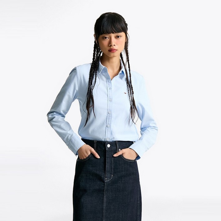 타미힐피거 슬림 옥스포드 쿨맥스 셔츠 T32F0WSH01TWT2C12