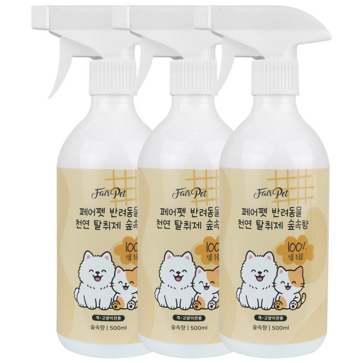 페어펫 반려동물 100%식물추출물 천연탈취제 숲속향, 3개, 500ml