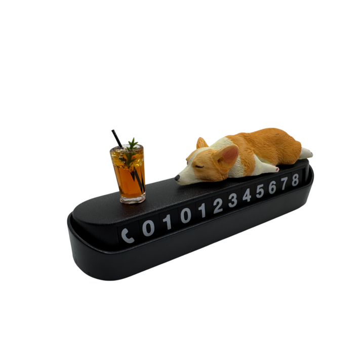 플루비 주차 전화 번호판 차량용 듀얼 귀여운 알림판 캐릭터 고양이 피규어