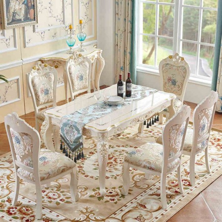 엔틱 식탁 프랑스 클래식 6인용 세트 원목 120614