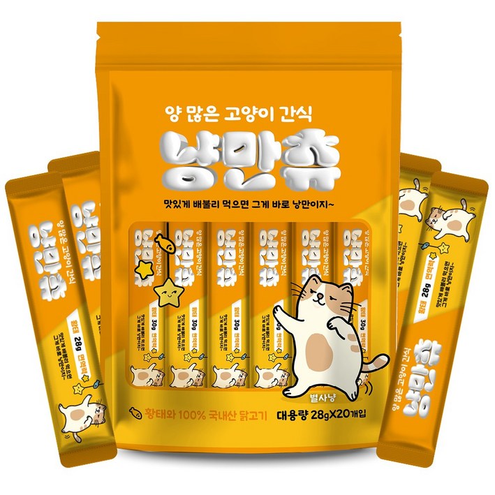 푸르미 양많은 짜먹는 고양이간식 냥만츄 대용량 28g, 28g, 40개, 황태
