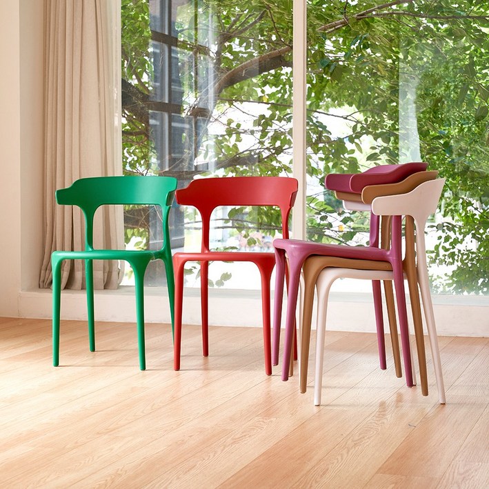 에코 플라스틱 인테리어 디자인 카페 식탁 의자 (5color)), 베이지, 1개