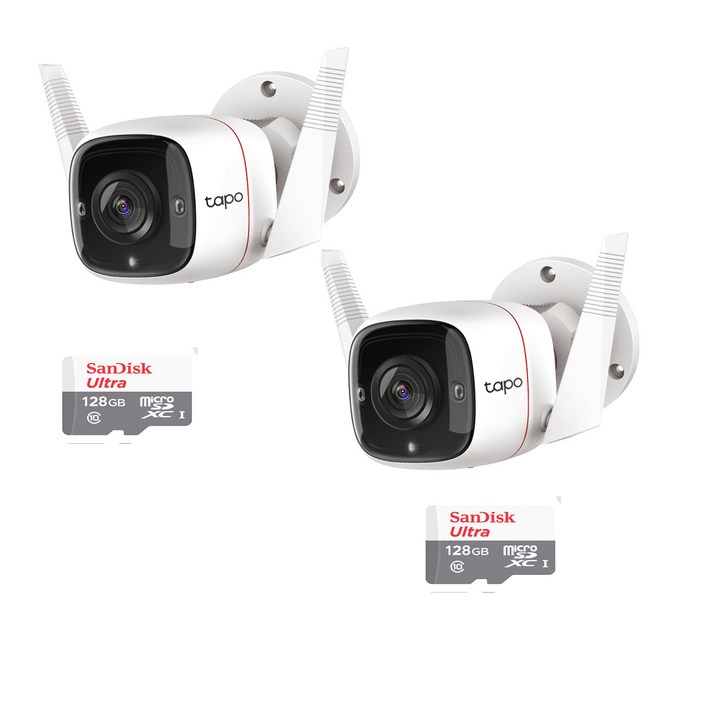 1+1 총2대 티피링크 Tapo TC65 300만화소 실외방수 홈CCTV, 선택4 Tapo TC65+메모리128G(2대)