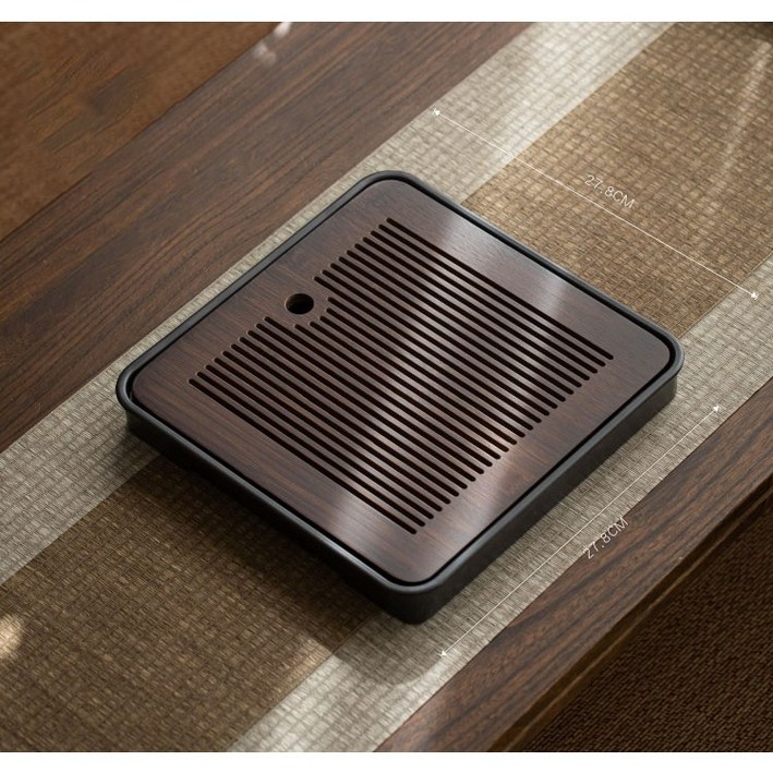 티트레이 차트레이 받침대 다기 다도 대다무 차판, 1개, 검정정사각형, 차판