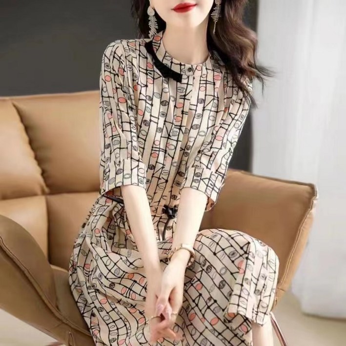 루스리더  여성 고품격 여름 반팔 원피스 E946