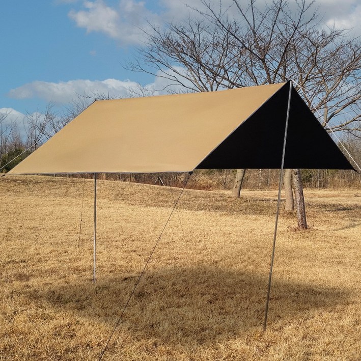 캠프빌리지 블랙코팅 방수 렉타타프 T1  폴대 세트