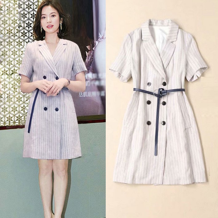 송혜교 코 리 안 스타 같은 스타일 의 수 트 스커트 스 트 라 이 프 더 블 버튼 슬 림 오 엘 통근 슬 림 원피스